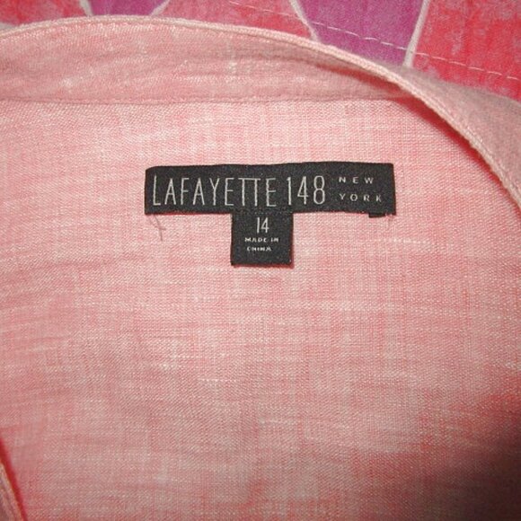 NEW Lafayette 148 LINEN Sublime Justice Size 14 BLOUSE Top BUTTON UP Tunic CLAY - Picture 7 of 11